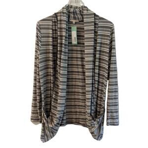 41 HAWTHORN Cardigan Concord Striped Draped Pocket Casual Comfy Size Small NWT